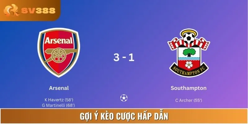 Dự đoán tỷ số Southampton vs Arsenal - Arsenal thắng đậm