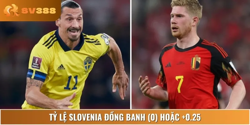 Slovenia được nhà cái đánh giá ngang cơ, chấp nhẹ từ 0 đến +0.25 trái