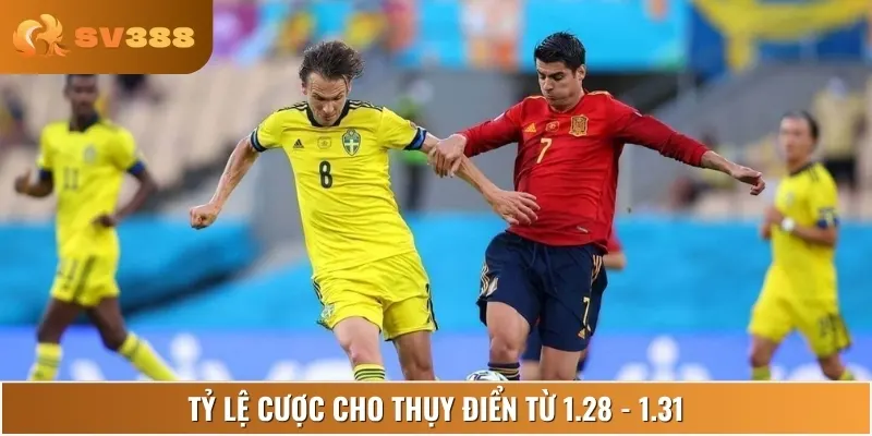 Cửa thắng Thụy Điển rất sáng với tỷ lệ cược dao động 1.28 đến 1.31
